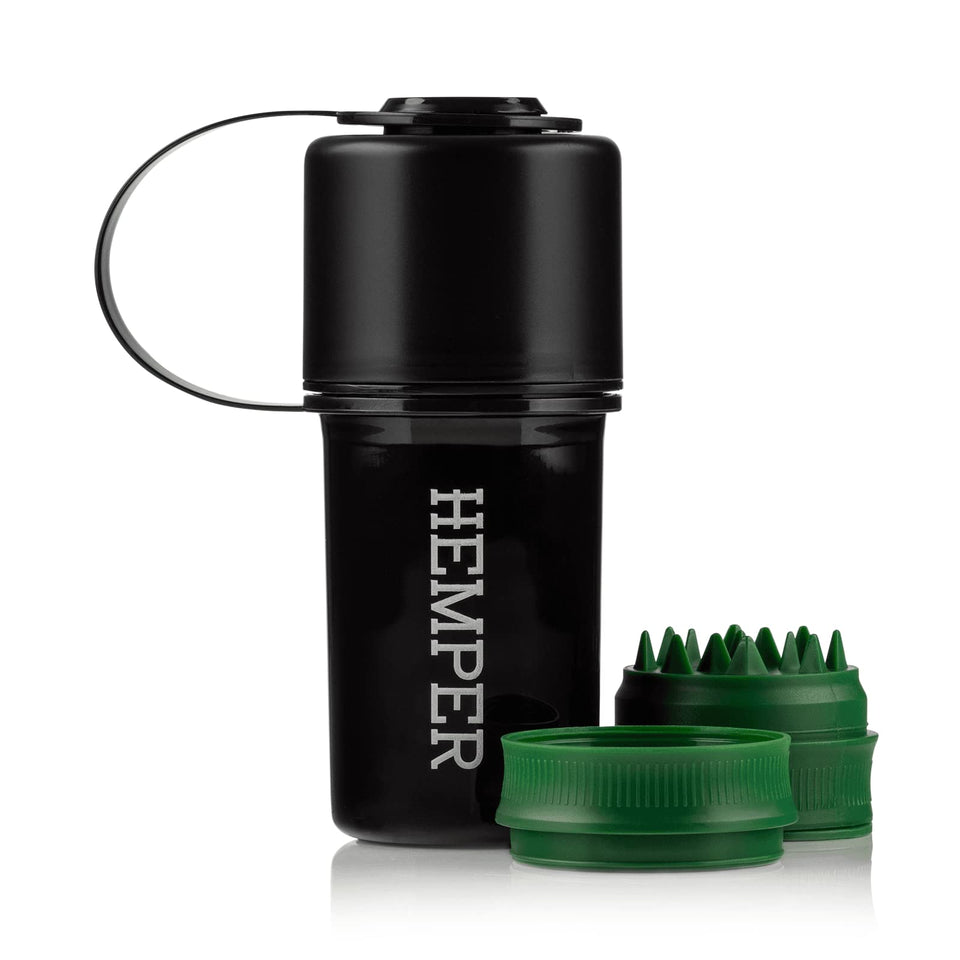 Hemper Keeper built-in grinder with sharp teeth for on-the-go grinding.