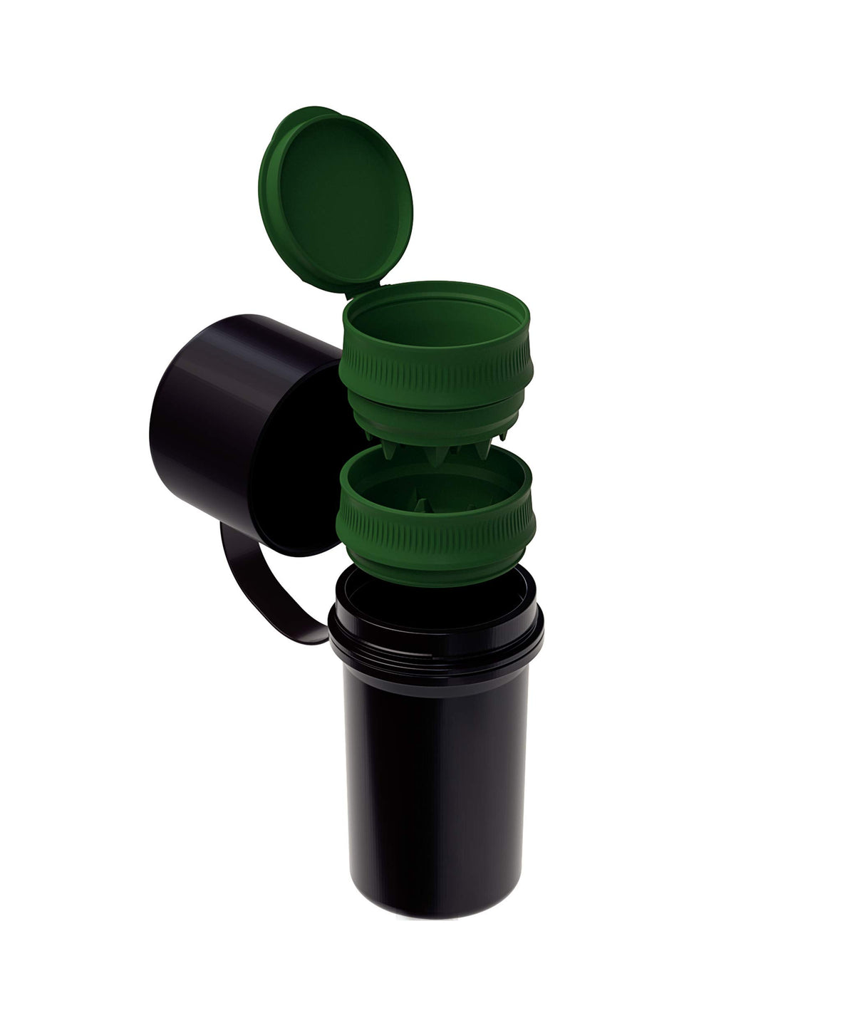 Hemper Keeper dual storage compartments separate raw and ground materials.