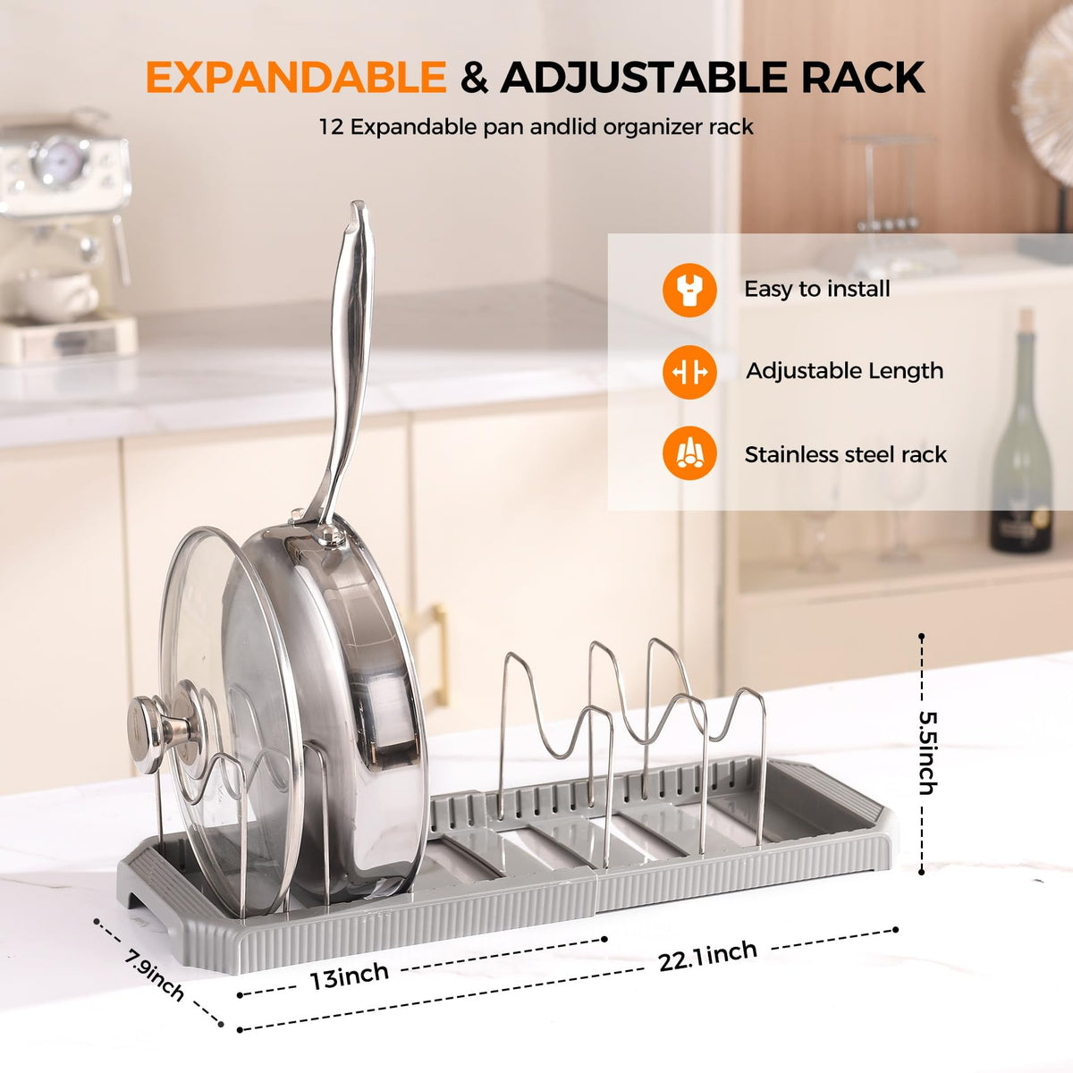 Hemisol extendable base illustrating adjustable width to fit cabinet space