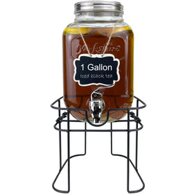 HENABLE 1-gallon glass dispenser on a stand for elegant party beverage service