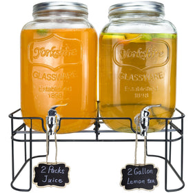 HENABLE 2-gallon glass drink dispenser on a stand for parties and gatherings.