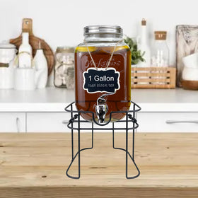 HENABLE glass dispenser spigot close-up for easy pouring