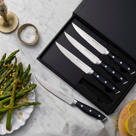 5.5-inch steak knives ideal for cooked steak and poultry prep.
