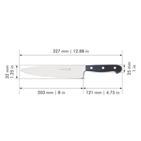 Henckels Classic 8-inch chef knife slicing vegetables with easy control.