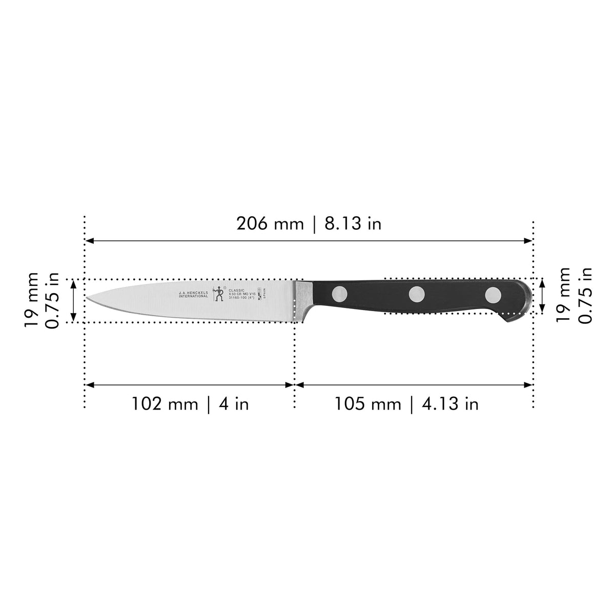 Henckels Classic razor sharp blade close up highlighting sustained sharpness for detail prep
