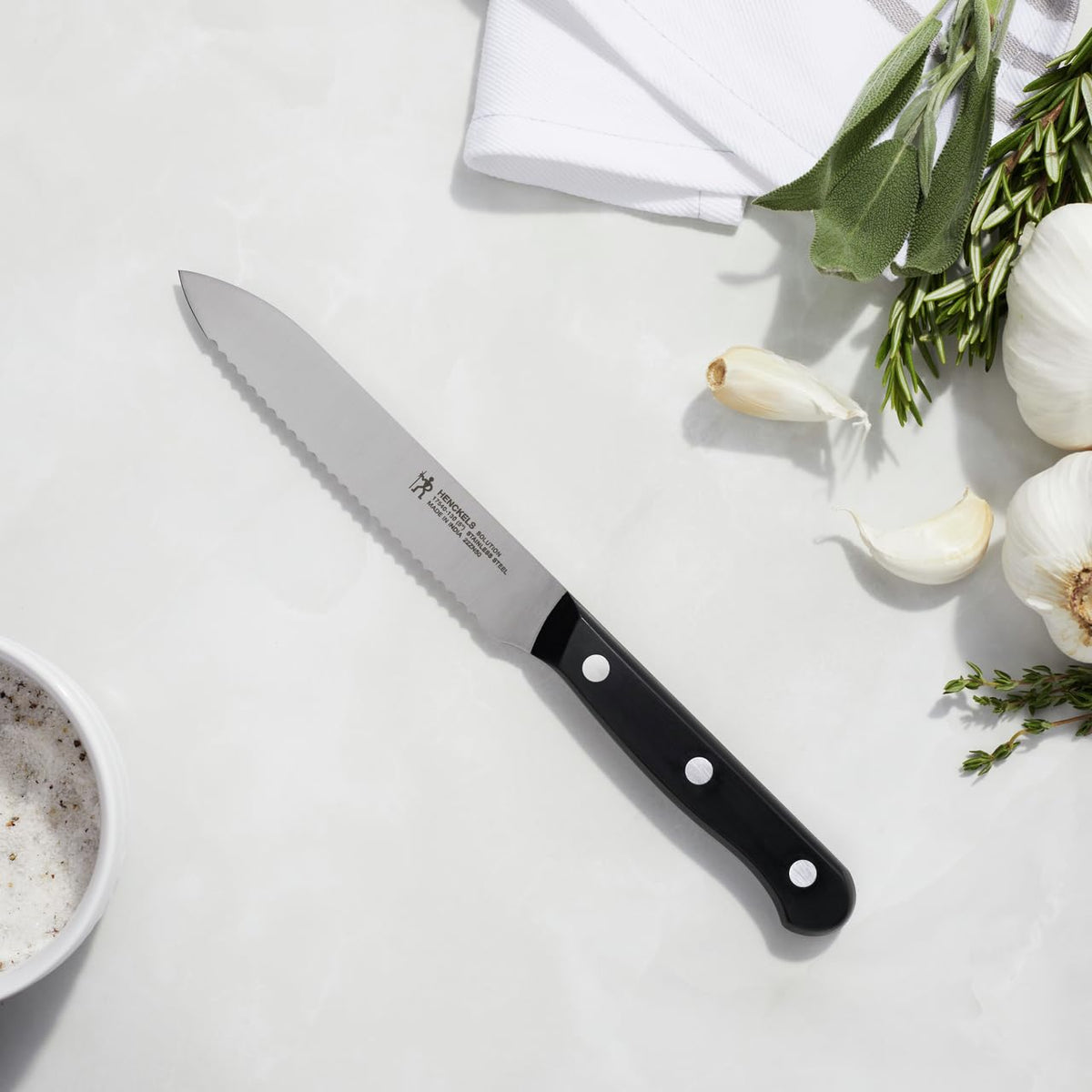 Henckels dishwasher-safe cleanup helps maintain rust-free blades.