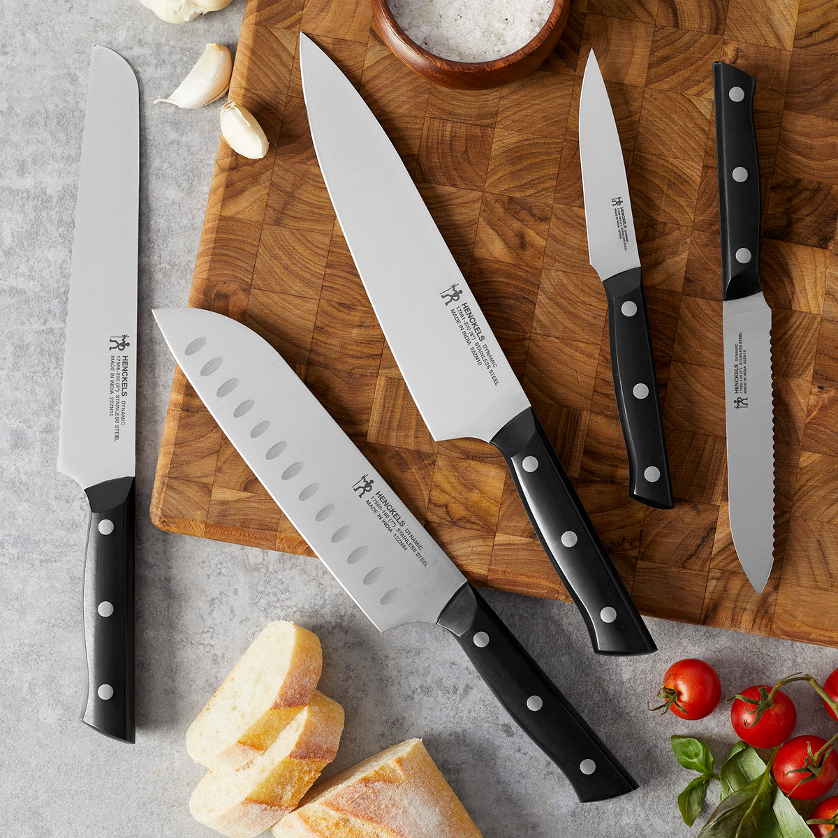 HENCKELS Dynamic 8-inch Bread Knife gliding through crusts without crushing
