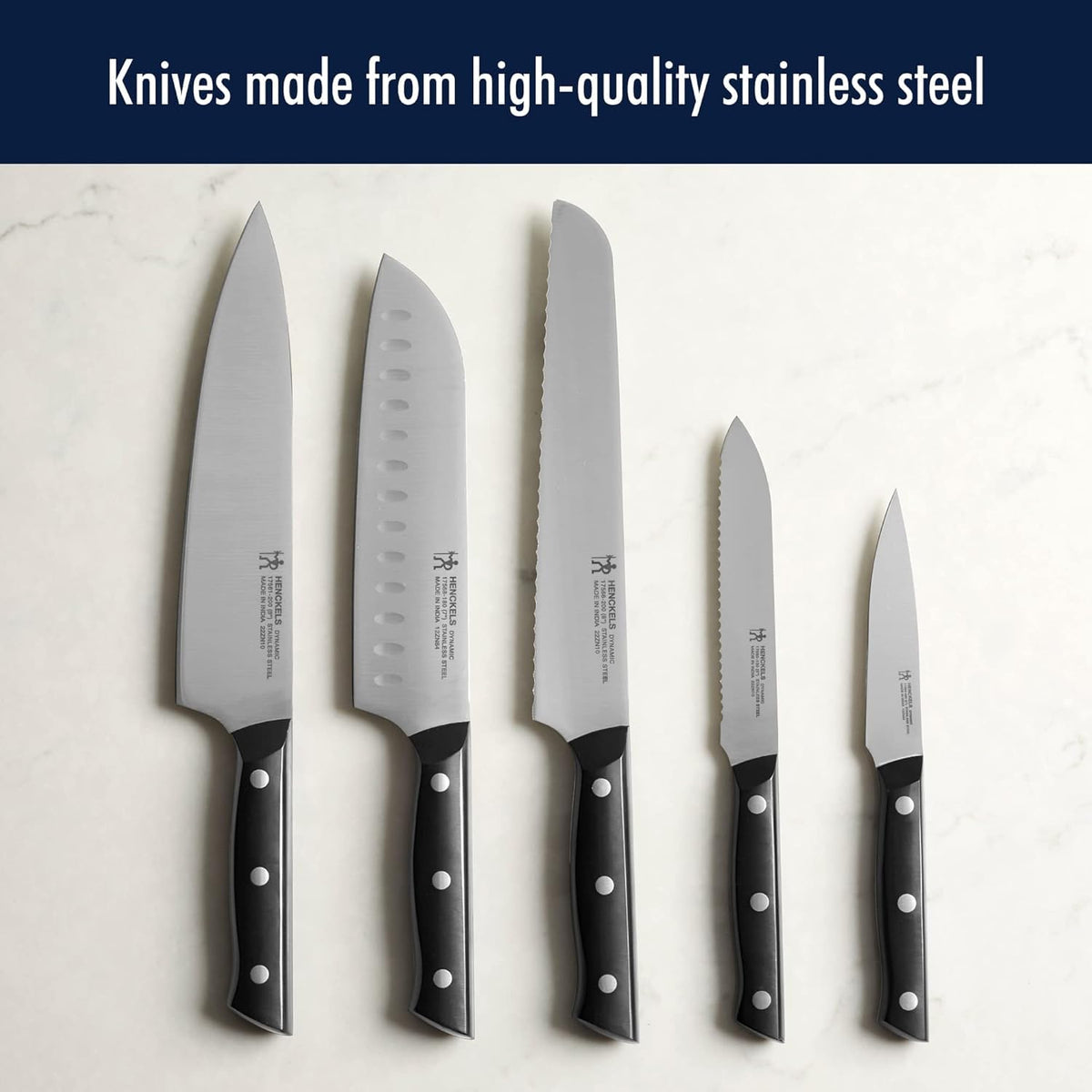 HENCKELS Dynamic blade close-up showing durable single-piece construction