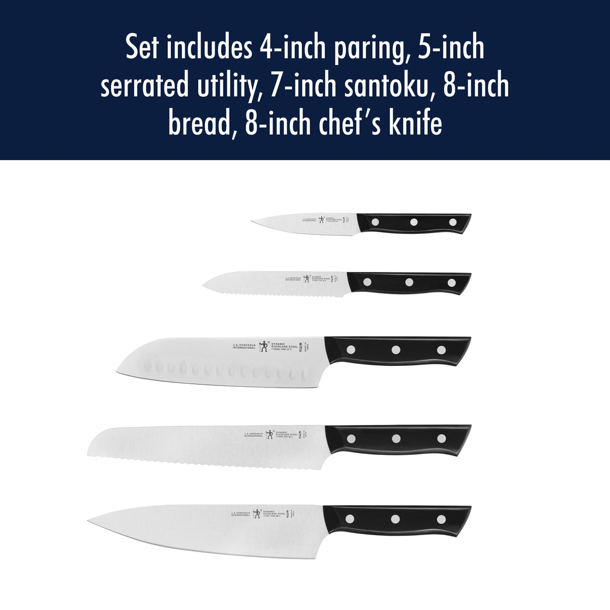 HENCKELS Dynamic handle close-up highlighting ergonomic triple-riveted grip