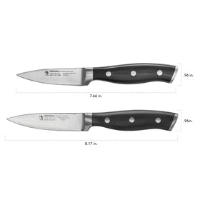 Henckels Forged Accent bolster and handle detail for balanced slicing.