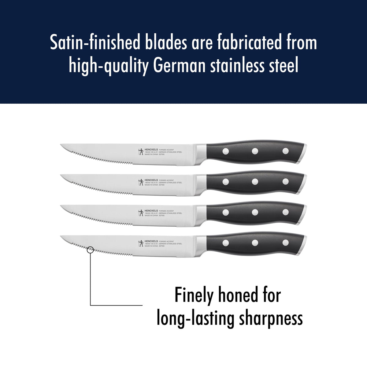 HENCKELS International logo on blade signals trusted German engineering and value.