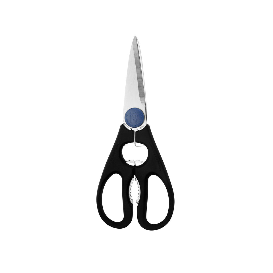 HENCKELS kitchen shears with bottle opening tool for quick cap access.