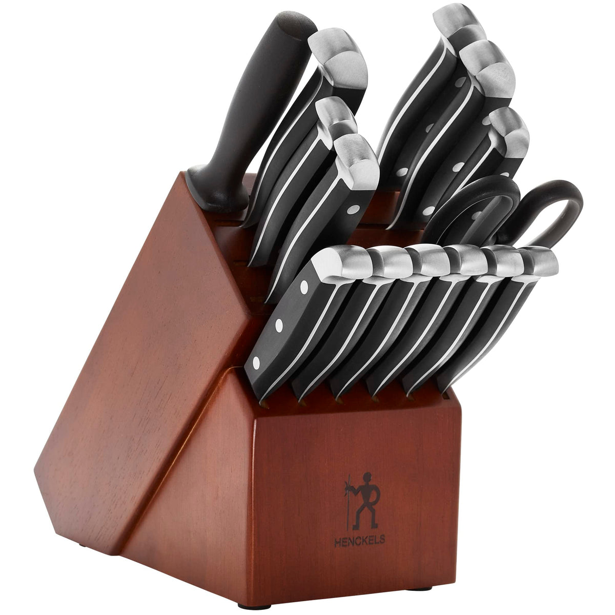 Henckels premium 15-piece knife set in block for precise kitchen prep