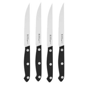 Henckels Prime razor-sharp steak knife blade close-up for precise, clean cuts.