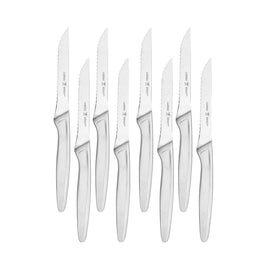 Henckels razor-sharp steak knife set 8 boxed for elegant serving and long-lasting precision.