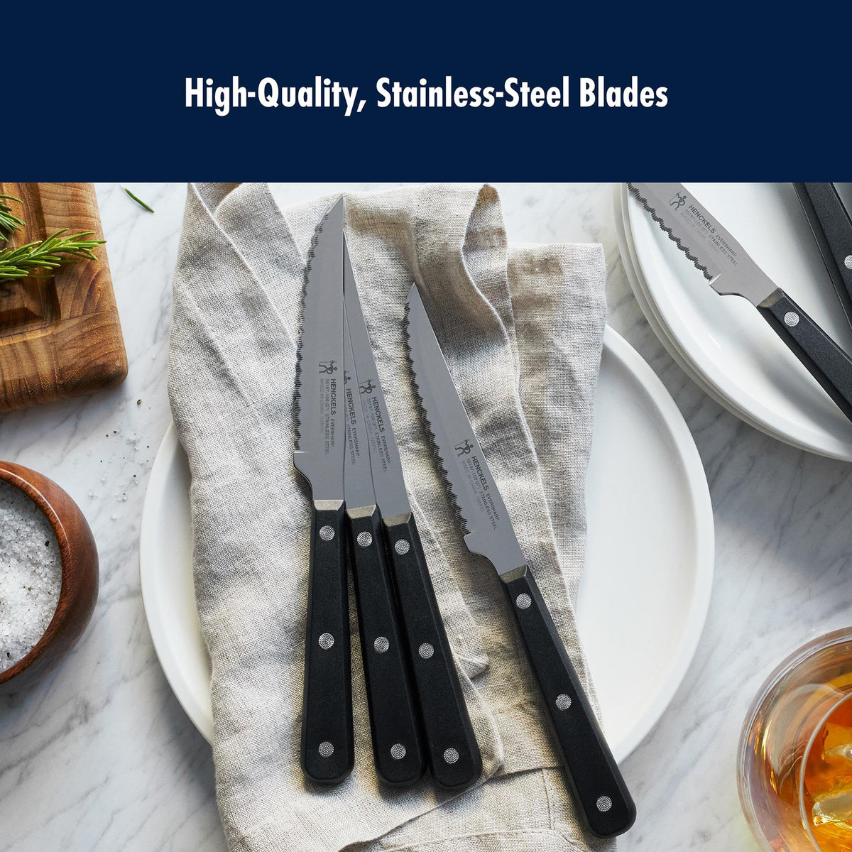 HENCKELS knife set dishwasher-safe design with careful care guidance