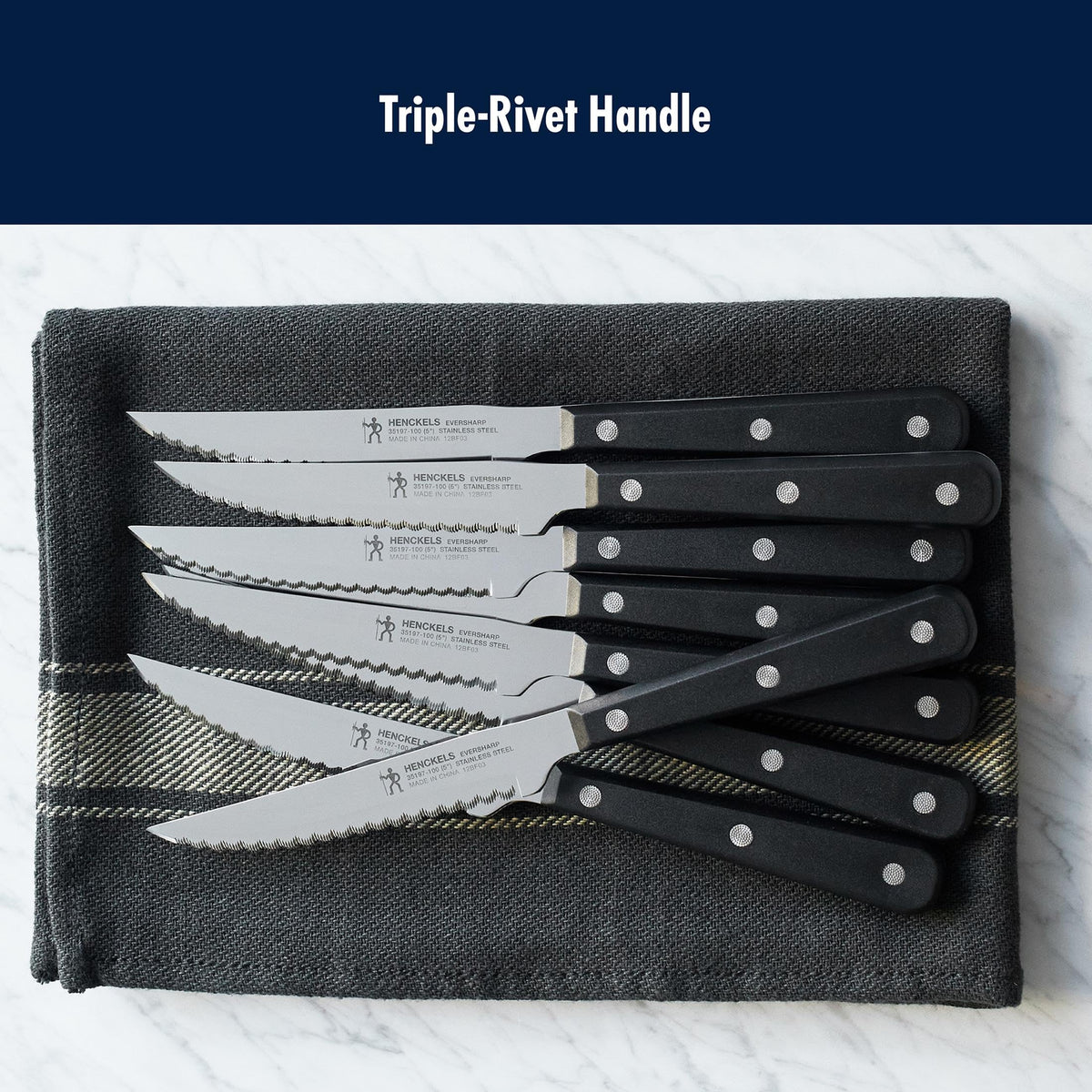 HENCKELS steak knife set in a kitchen for confident, precise carving
