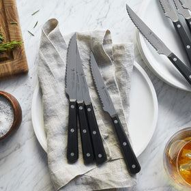 HENCKELS razor-sharp steak knife set with triple riveted handle for durability