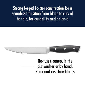 Satin-finish blade reduces sticking for smoother, cleaner cuts.