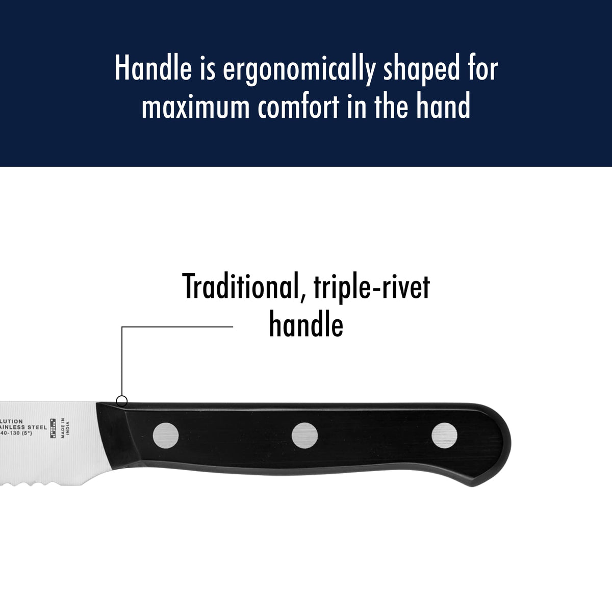 Henckels single-piece blade for durable, long-lasting performance in the kitchen.