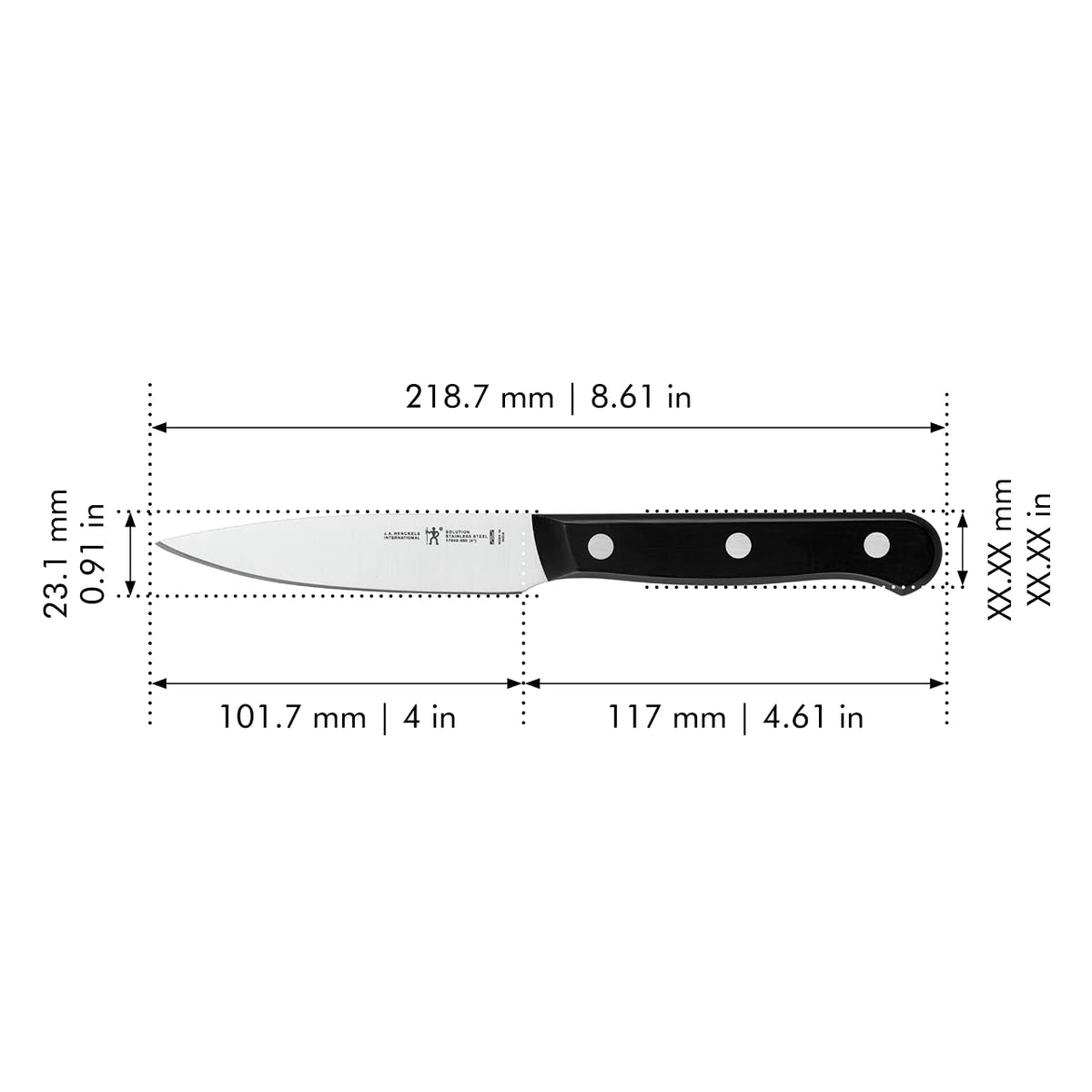 Henckels Solution knife in use with vegetables delivering even cuts.
