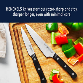 Henckels 8-inch bread knife with serrated edge for clean, even cuts.
