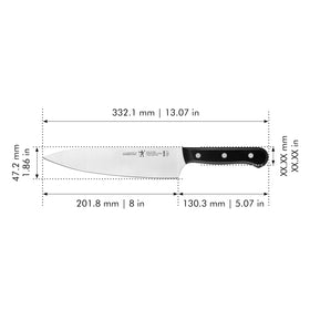 Henckels Solution Razor-Sharp 8-inch chef knife German-engineered craftsmanship for lasting sharpness.