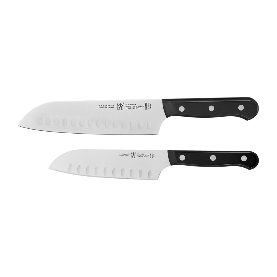 HENCKELS Solution 5.5-inch Santoku blade ready for precise slicing