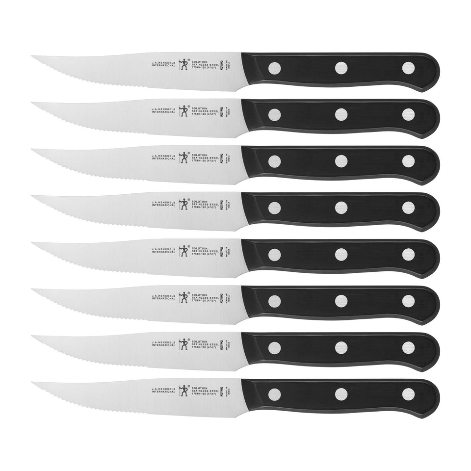 HENCKELS Solution razor-sharp steak knives for precise slicing and effortless serving.