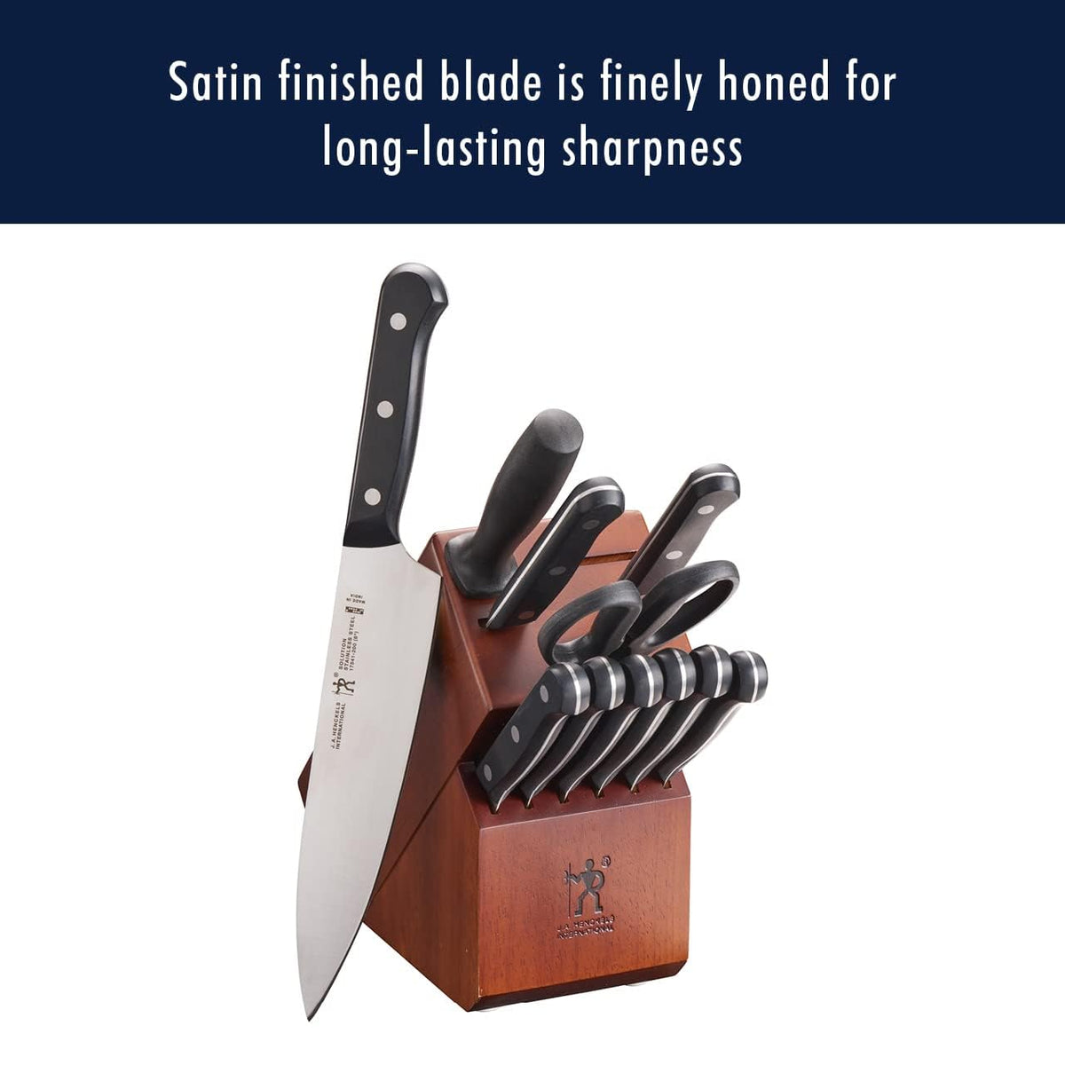 HENCKELS Solution 5-inch serrated knife for crusty bread and delicate interiors.