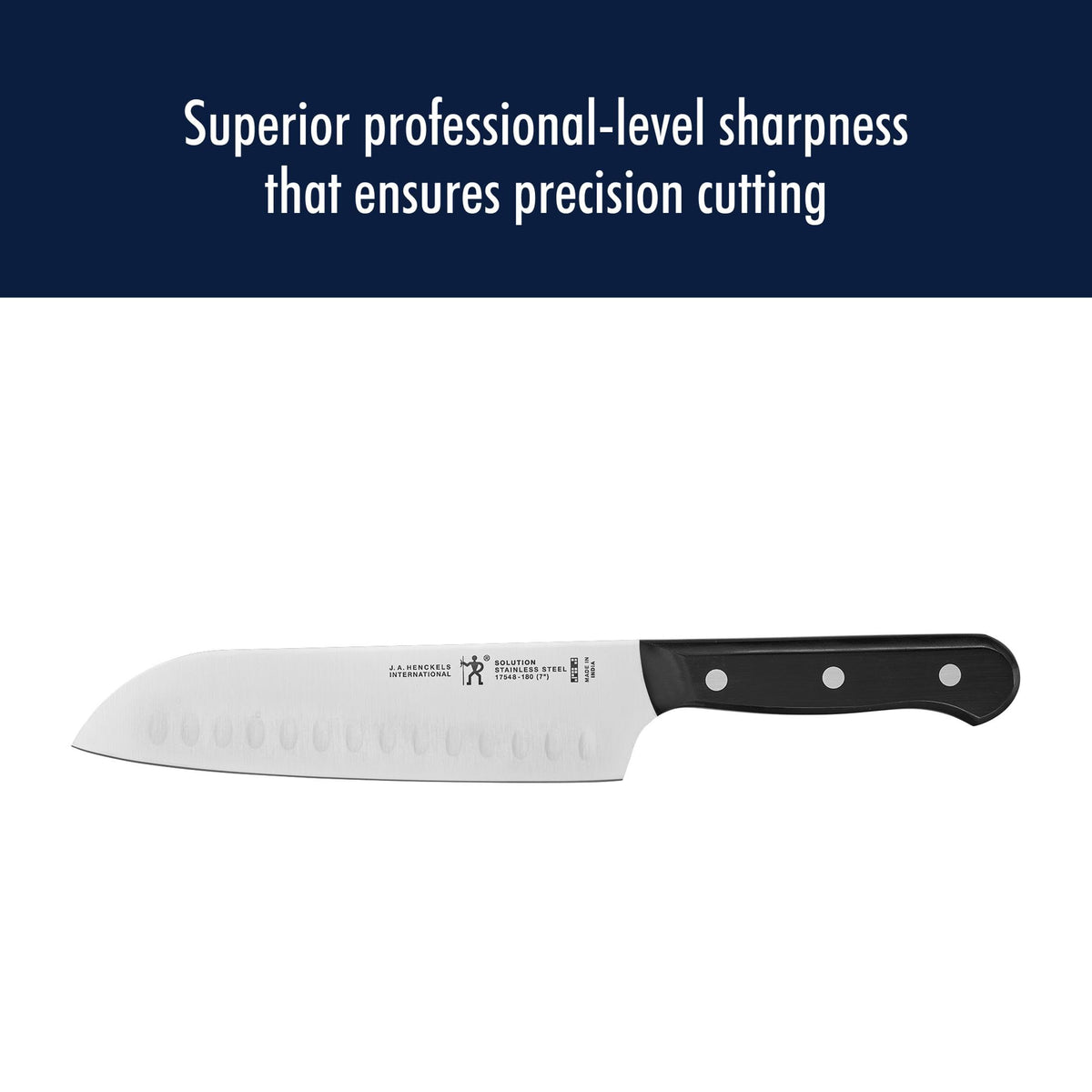 Close-up of stainless steel blade showing razor-sharp edge