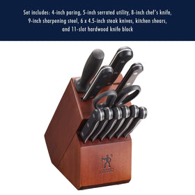HENCKELS Solution 4.5-inch steak knives for even table slices.