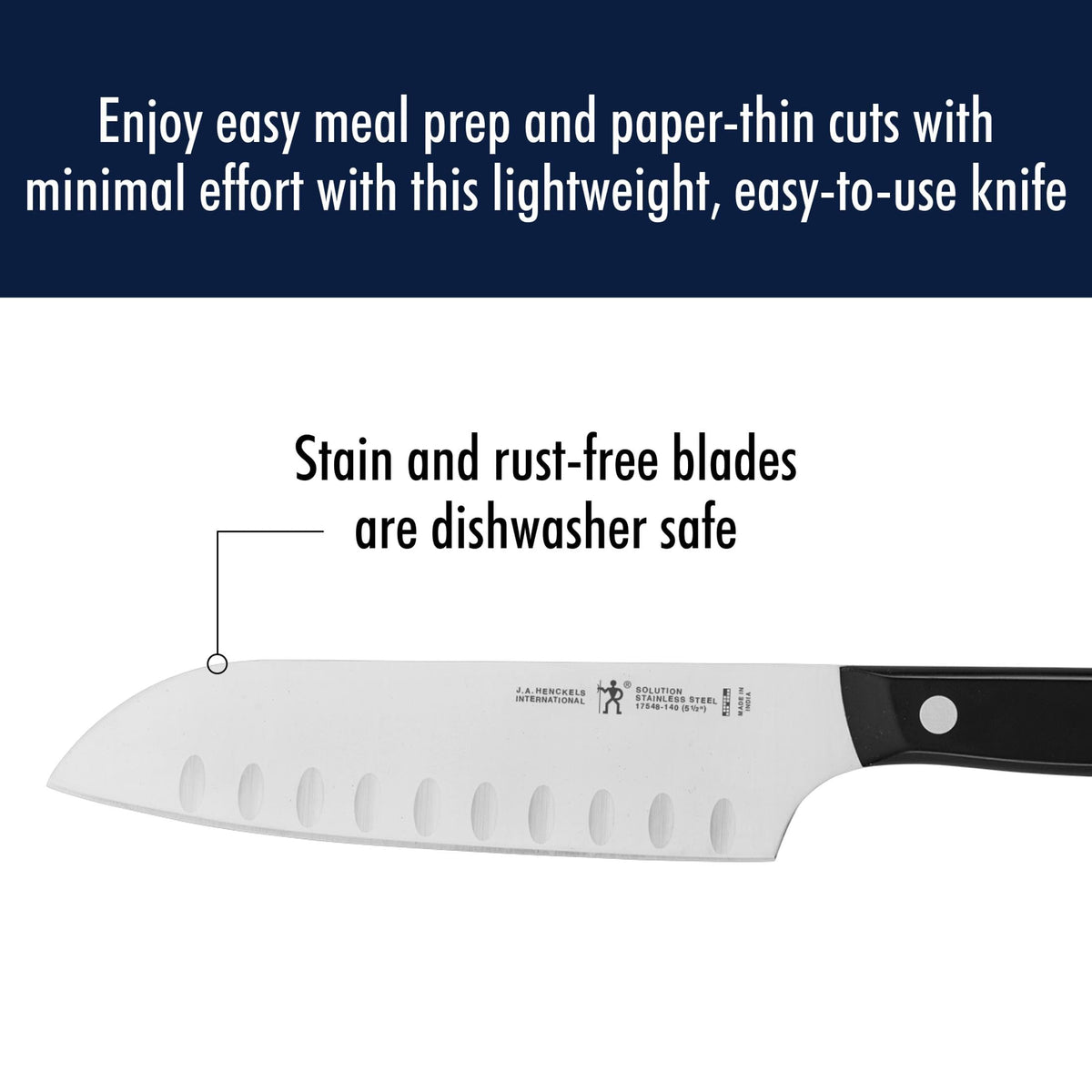 Triple-rivet ergonomic handle designed for comfortable grip