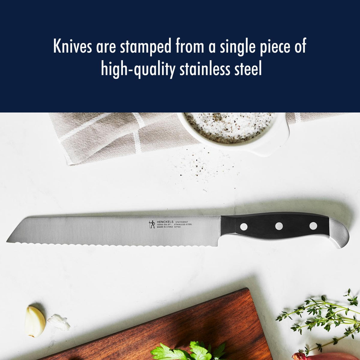 Henckels Statement 8in bread-knife full tang for balanced control