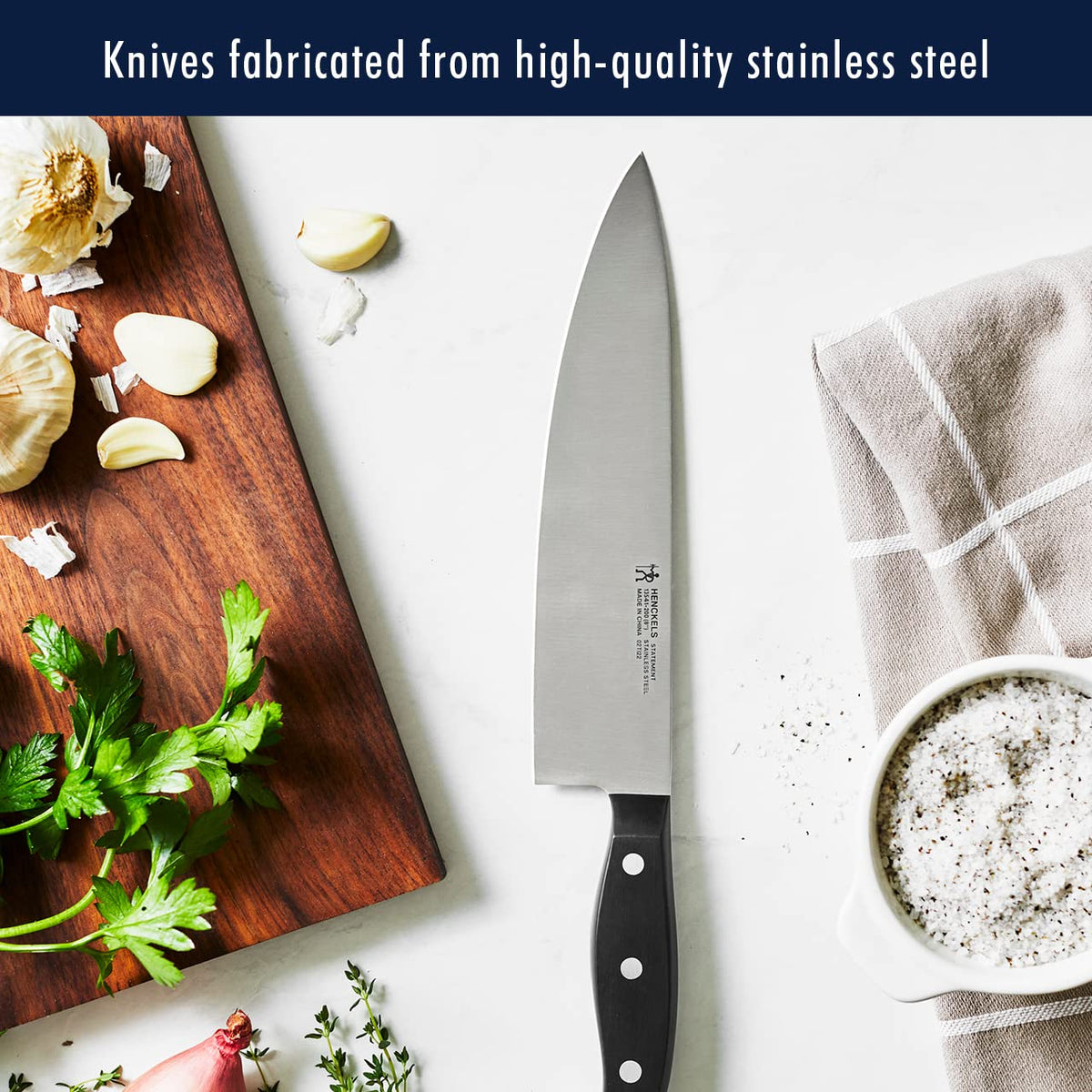 HENCKELS Statement 8-inch bread knife ready for crusty loaf slicing