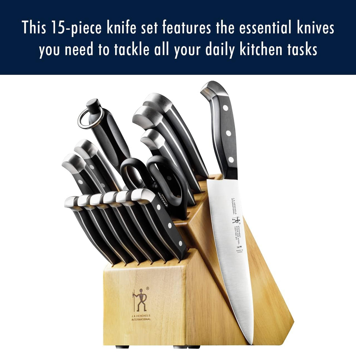 HENCKELS Statement 8-inch chef knife enables precise slicing for herbs and onions.