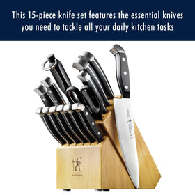 HENCKELS Statement 8-inch chef knife enables precise slicing for herbs and onions.