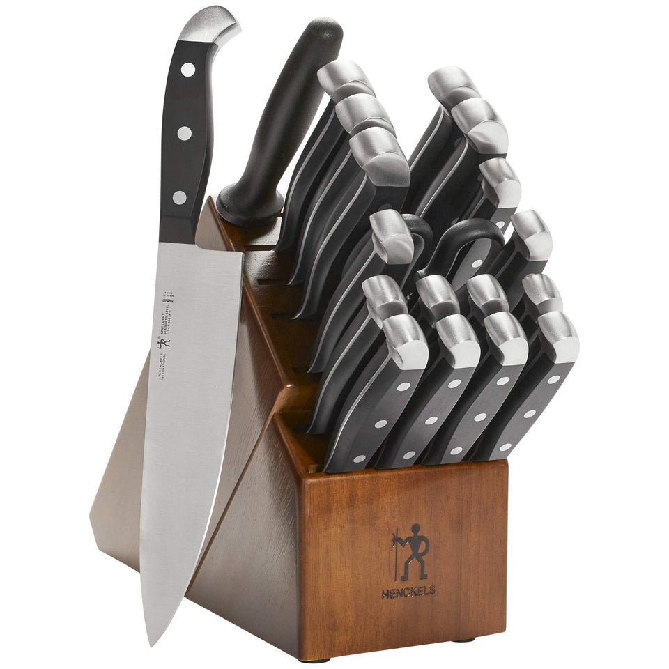 Henckels Statement 8-inch chef knife slices herbs with precision.