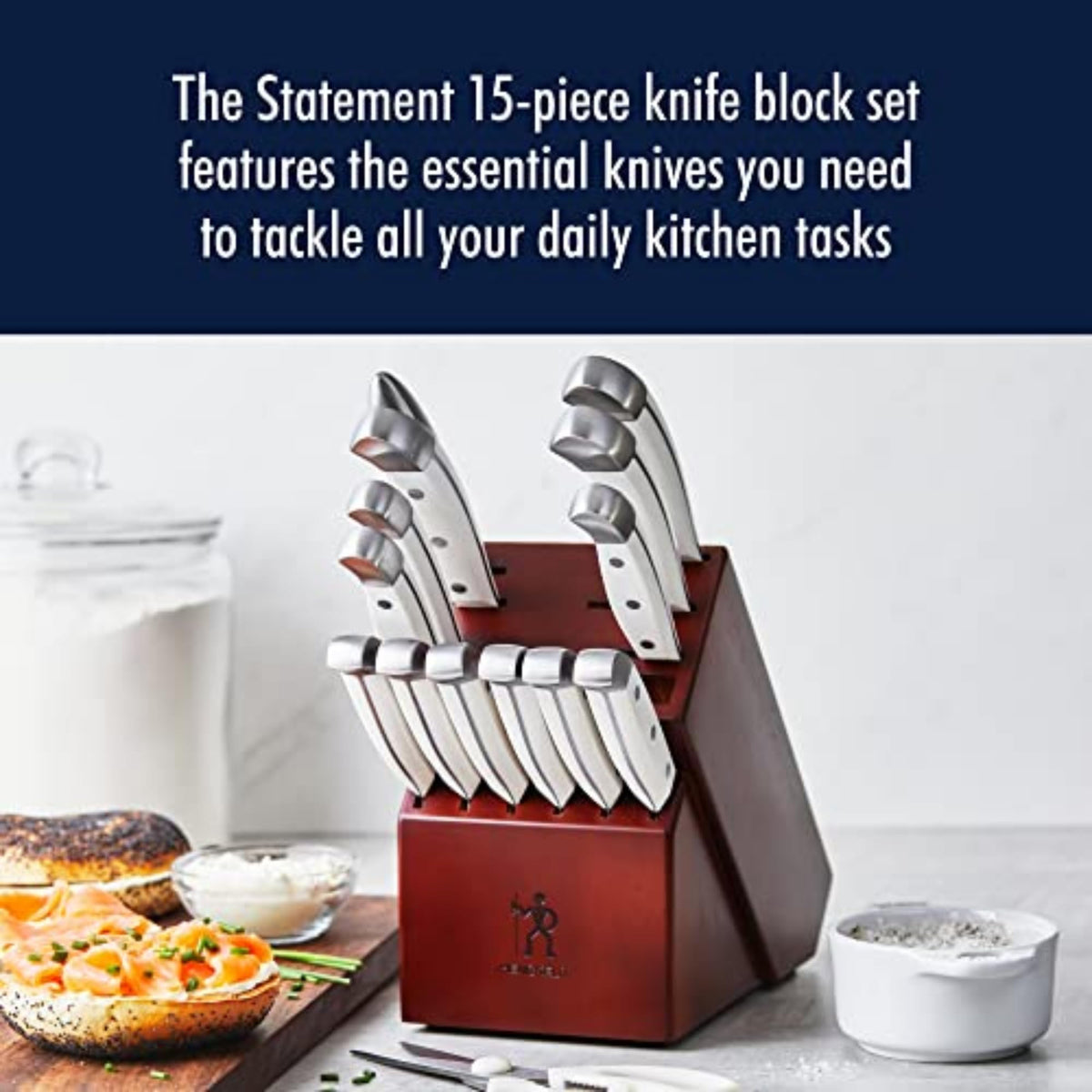 HENCKELS Statement 7-inch santoku hollow edge for chopping vegetables and meat.