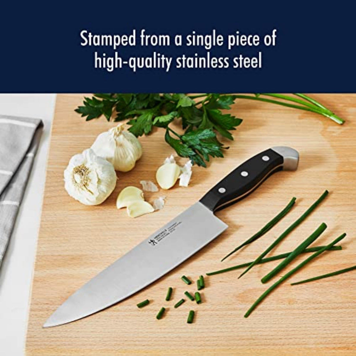 HENCKELS Statement triple-rivet handle provides comfortable, durable grip