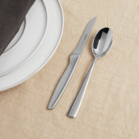 Henckels steak knife handle closeup highlighting balanced feel and comfortable grip.