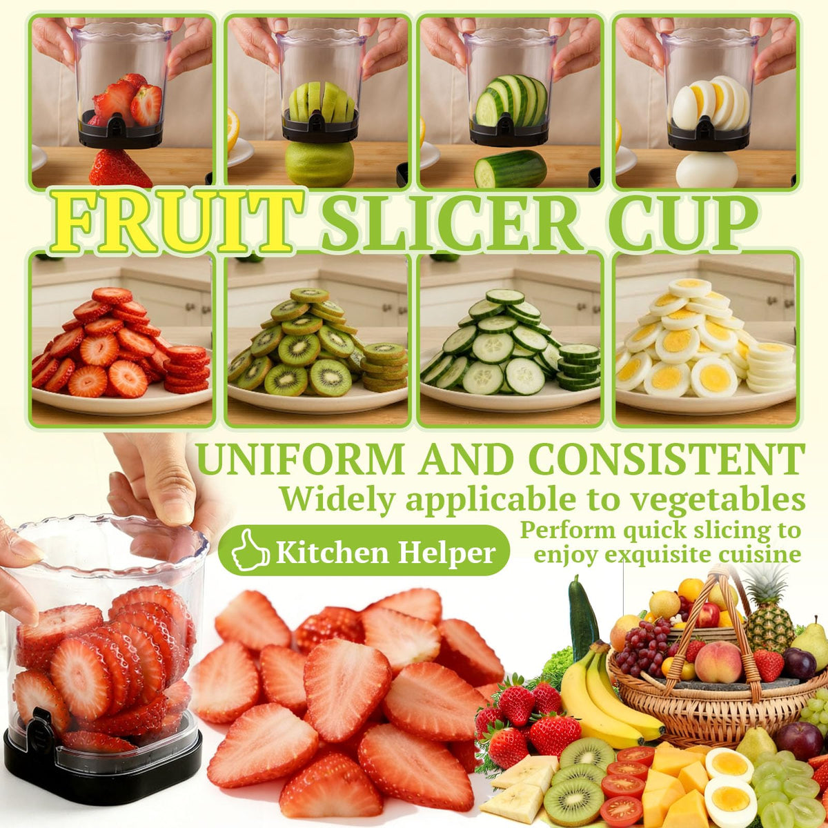 Hendiy bottom push plate feature keeps sliced produce at hand for transfer.
