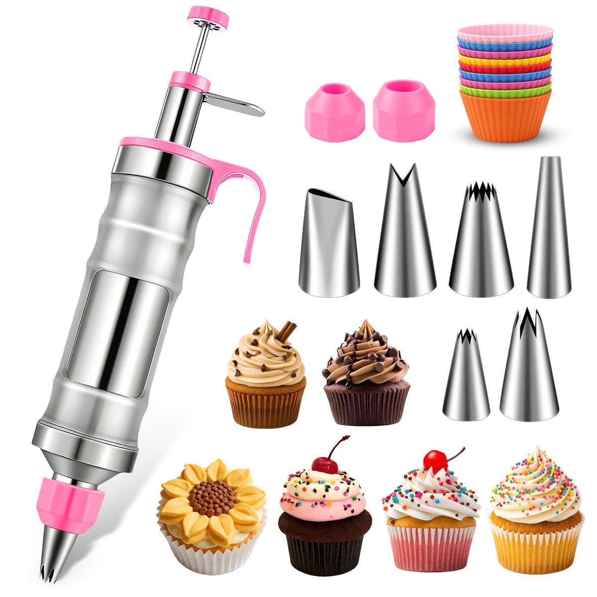 Hendiy dessert decorating syringe set with frosting gun for precise cake outlining.
