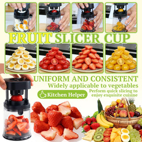 Hendiy Fruit Slicer Cup producing banana slices for quick snacks.