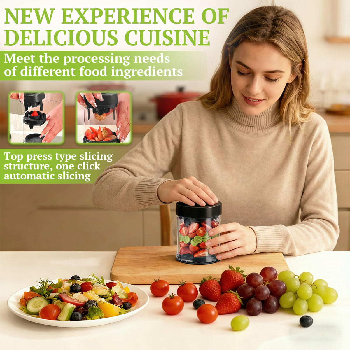 Hendiy Fruit Slicer Cup with kiwi slices for fresh fruit prep.