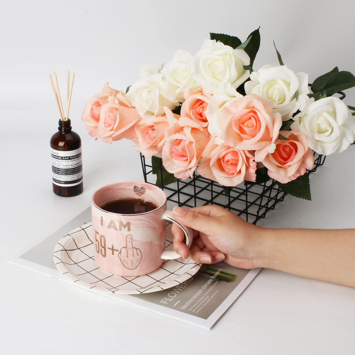 Hendson 60th birthday graphic mug brings festive desk charm.