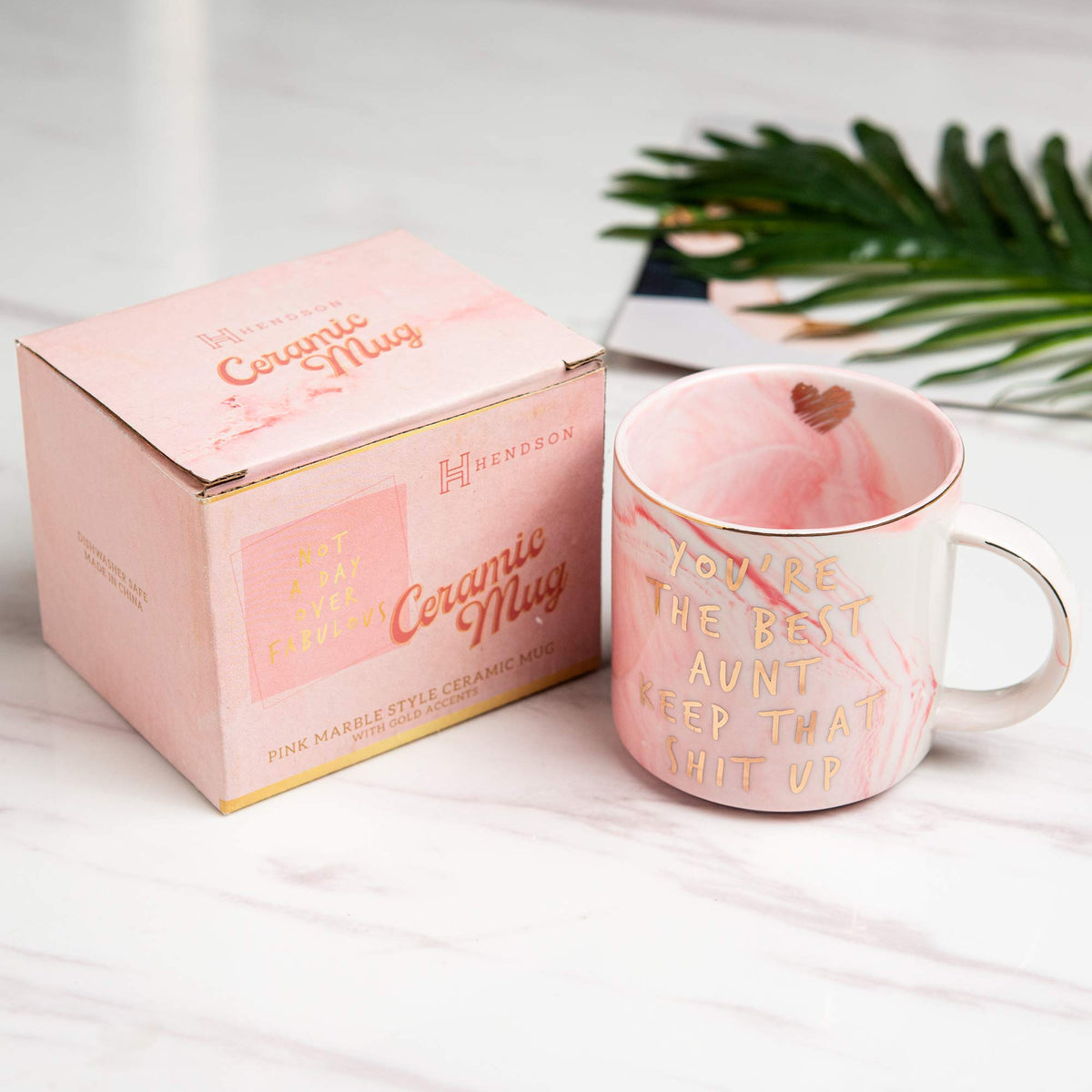 Hendson mug showing inner gold heart detail for a glam touch