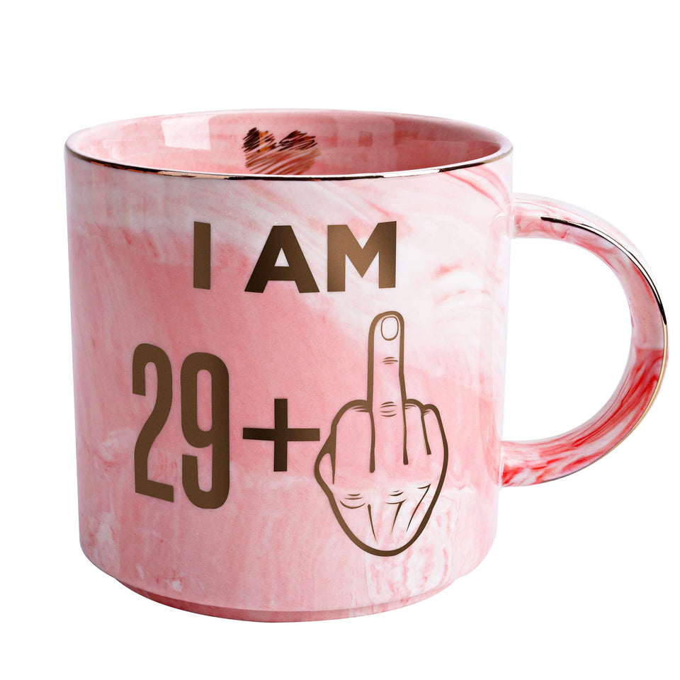 Hendson pink marble mug front view for daily coffee at home or office