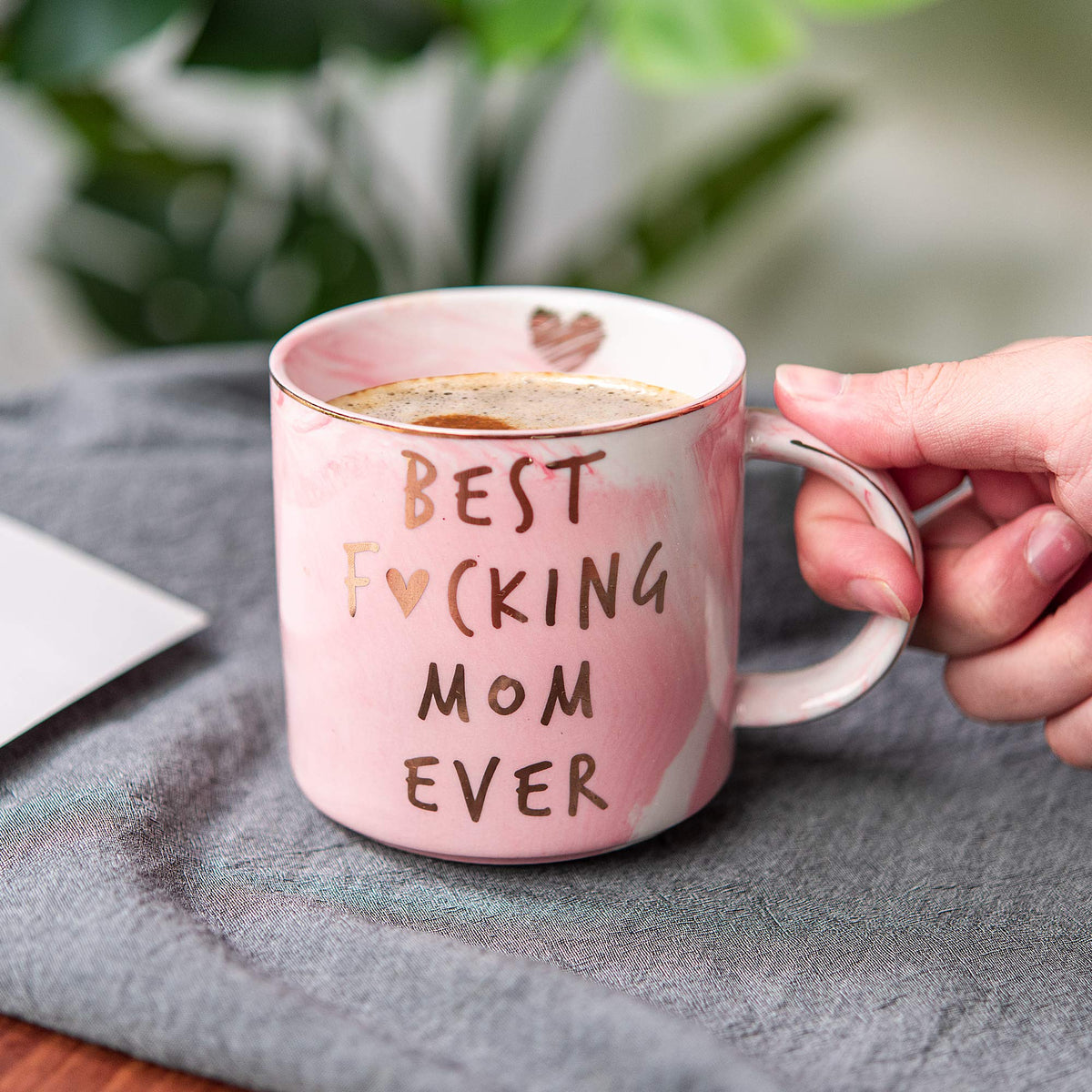 Hendson Pink coffee mug for mom, a cheerful daily companion.