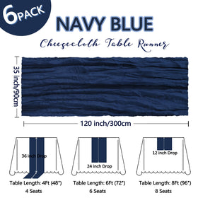Heneger navy cheesecloth runner draped for elegant wedding table decor.